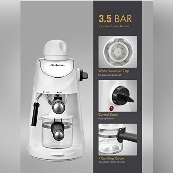 Yabano Espresso Machine, 3.5Bar Espresso Coffee Maker, Espresso and Cappuccin... - Picture 3 of 9